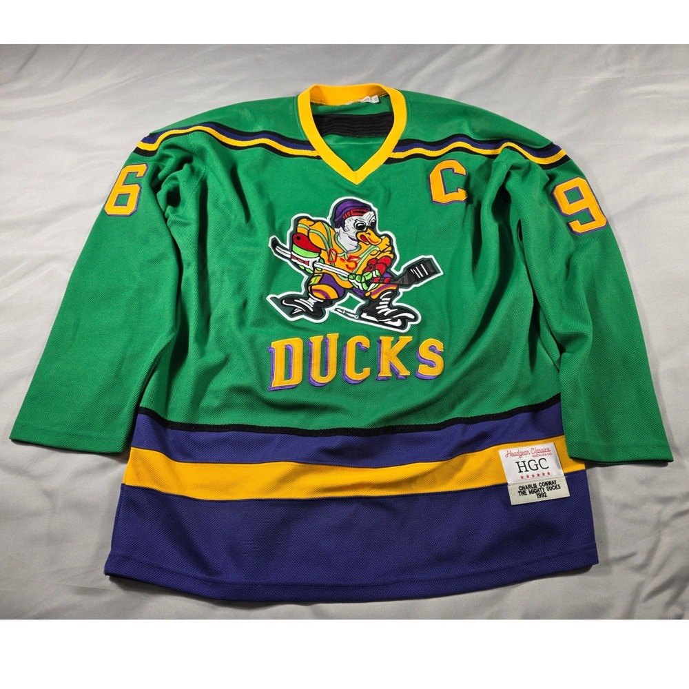 Charlie Conway Mighty Ducks 96 Headgear Classics Hockey Jersey Men 2XL Green